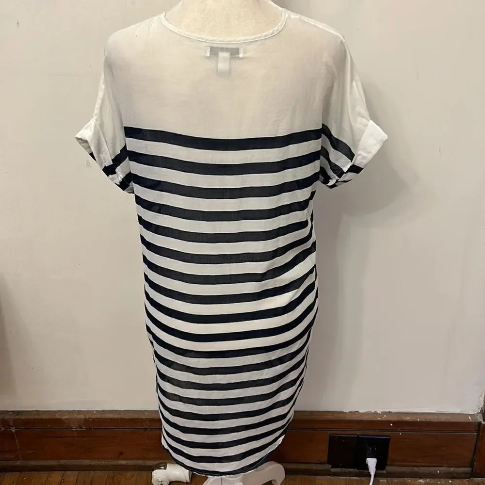 J Crew navy white striped sheer cotton cover up Size XXS EUC